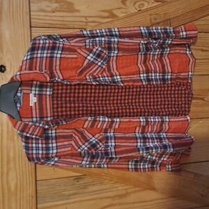 Merona womens orange plaid long sleeve button up. Large.